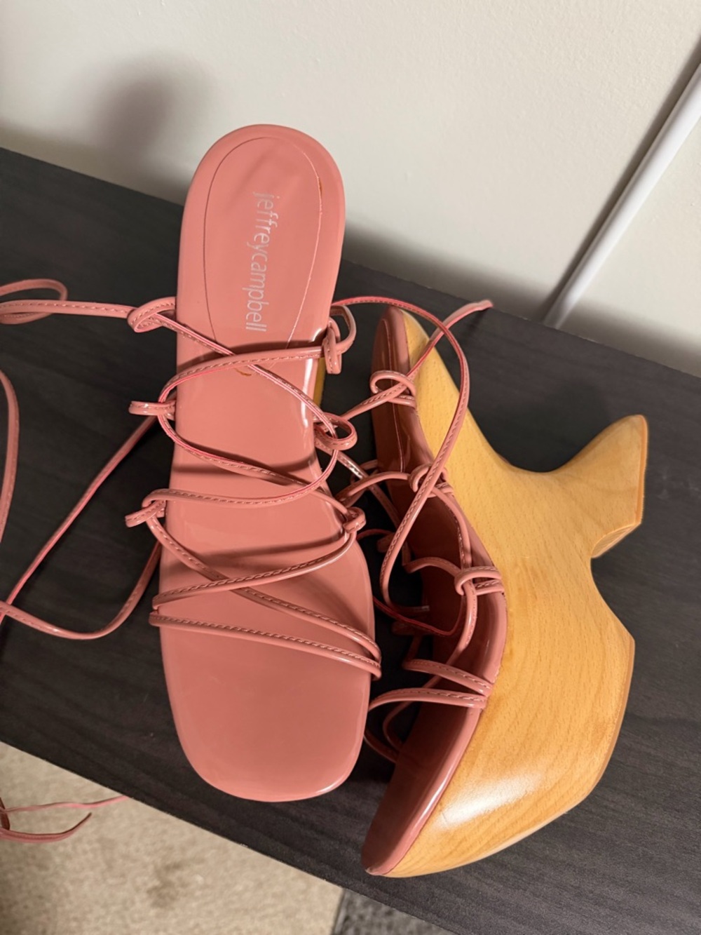 Jeffrey Campbell Coral Lace-Up Wooden Mules